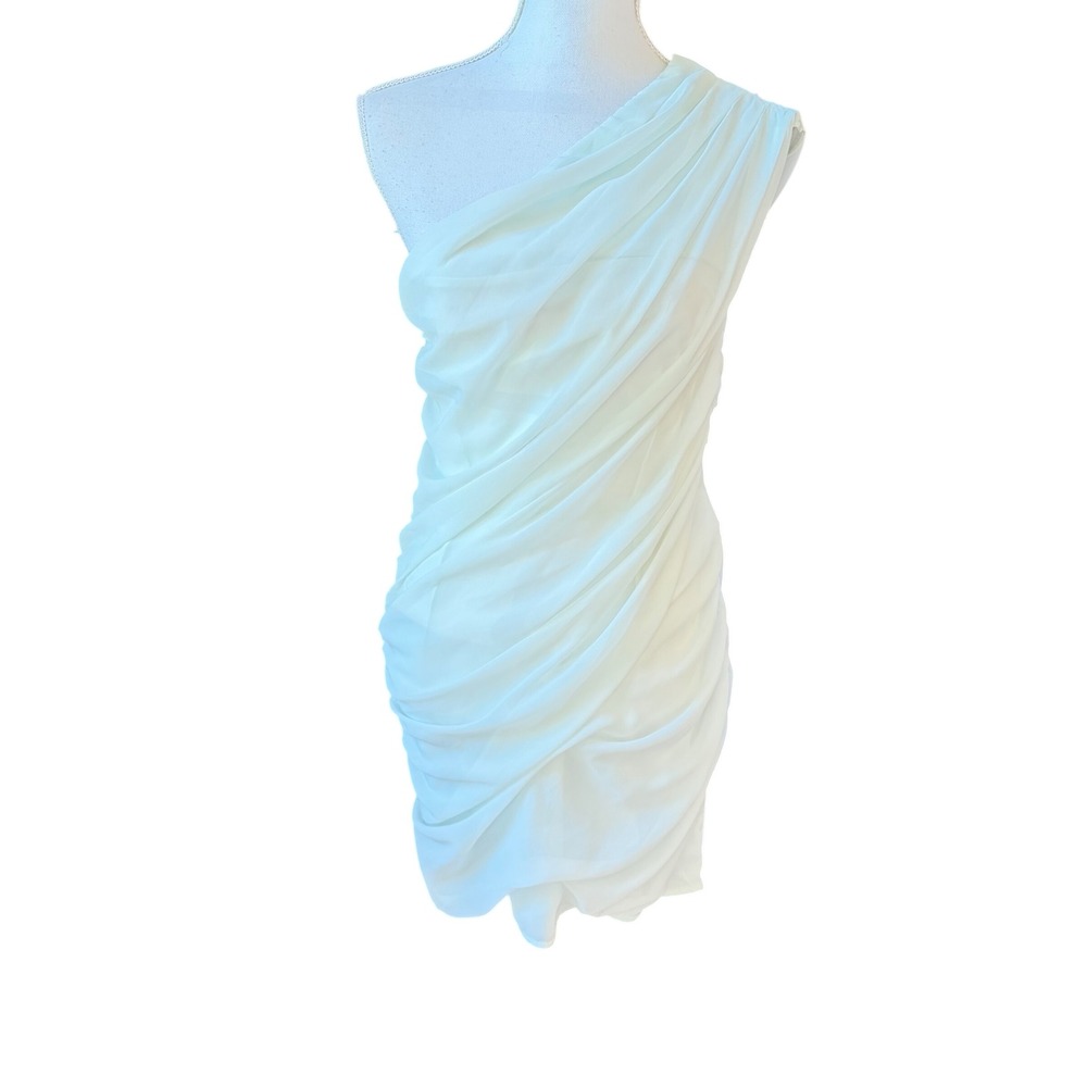 NWT Abercrombie & Fitch One Shoulder Ruched Mini Dress Mint Green Cocktail XS